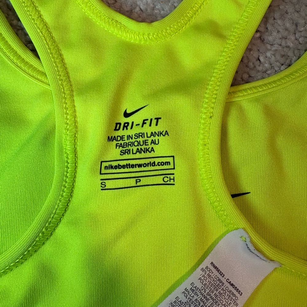 Nike Women's Neon Yellow Sports Bra with Black Band - Picture 5 of 5